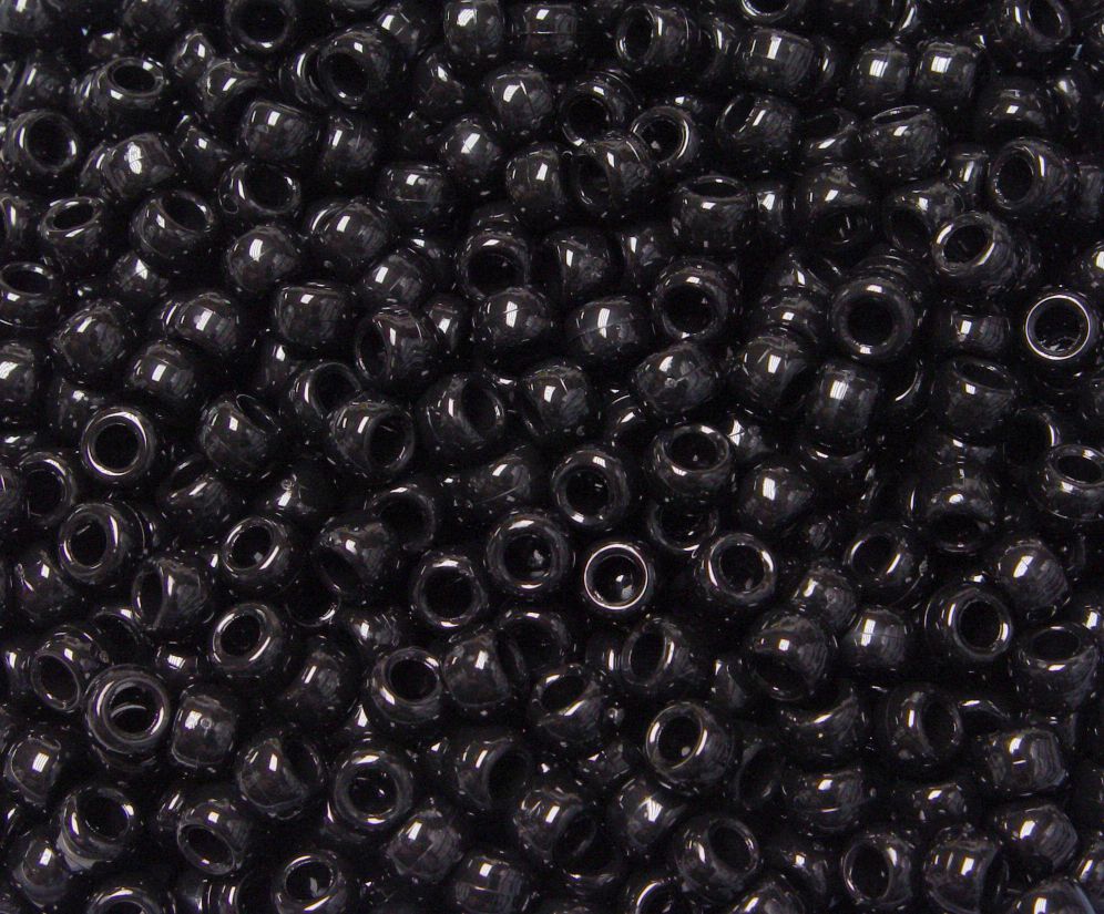 500 Black Color Acrylic Round Pony Beads 6X4mm for Kids Craft