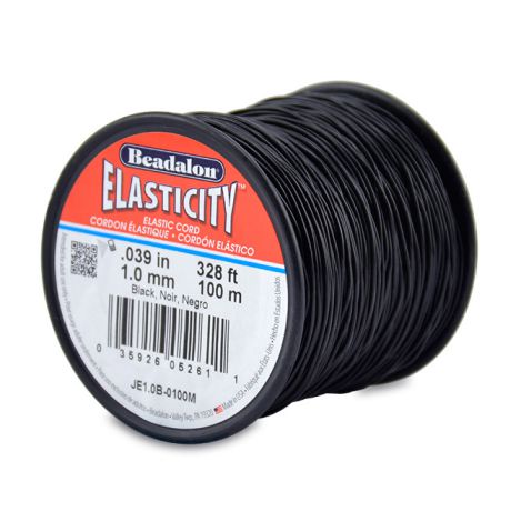 Beadalon Elasticity Black Stretchy Cord Bulk Spool 1mm x 328 feet  #JE10B-0100M