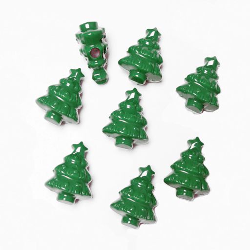 Green Christmas Tree shaped Pony Beads made in the USA