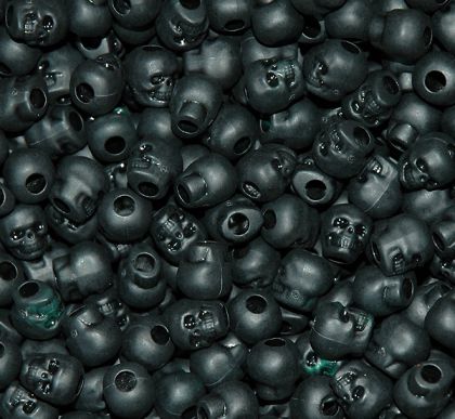Flat Black Skull Beads #PBSKULLB