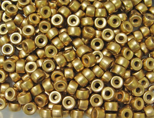 Gold Czech Glass 9mm Pony Beads 100pc #49017-9-0171