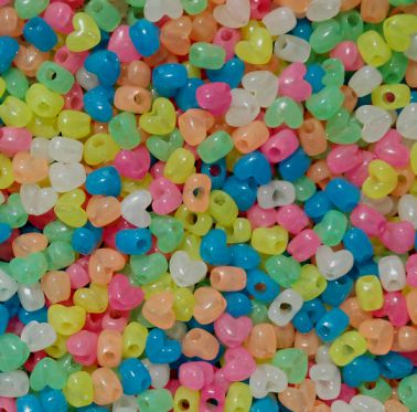 Glow in the Dark Multi Colors Heart Shaped Pony Beads #PBHGLO