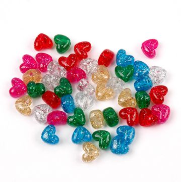 Multi Jelly like colors with Silver Glitter Heart Shaped Pony Beads #PBH467