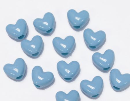 53 - Opaque Baby Blue Horizontal Heart Pony Beads