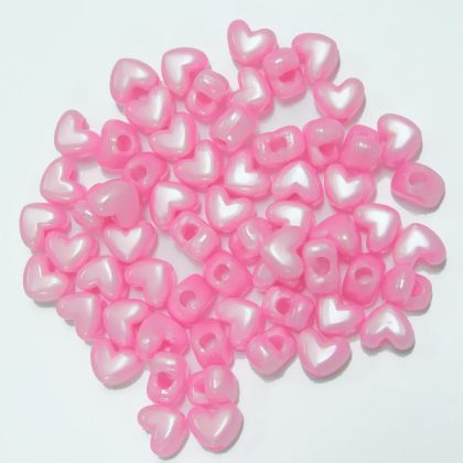 Pearl Pink Heart Shaped Pony Beads #PBHP13