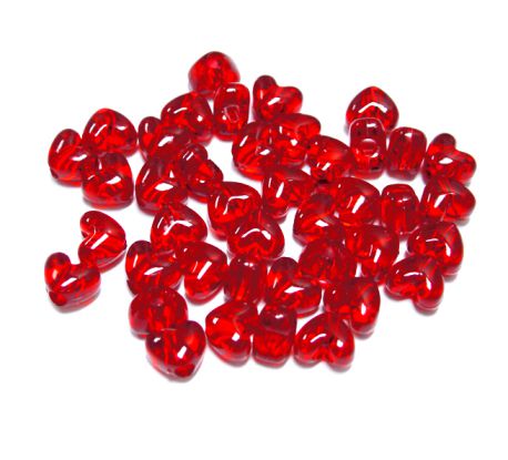 Transparent Ruby Red Heart Shaped Pony Beads #PBH017