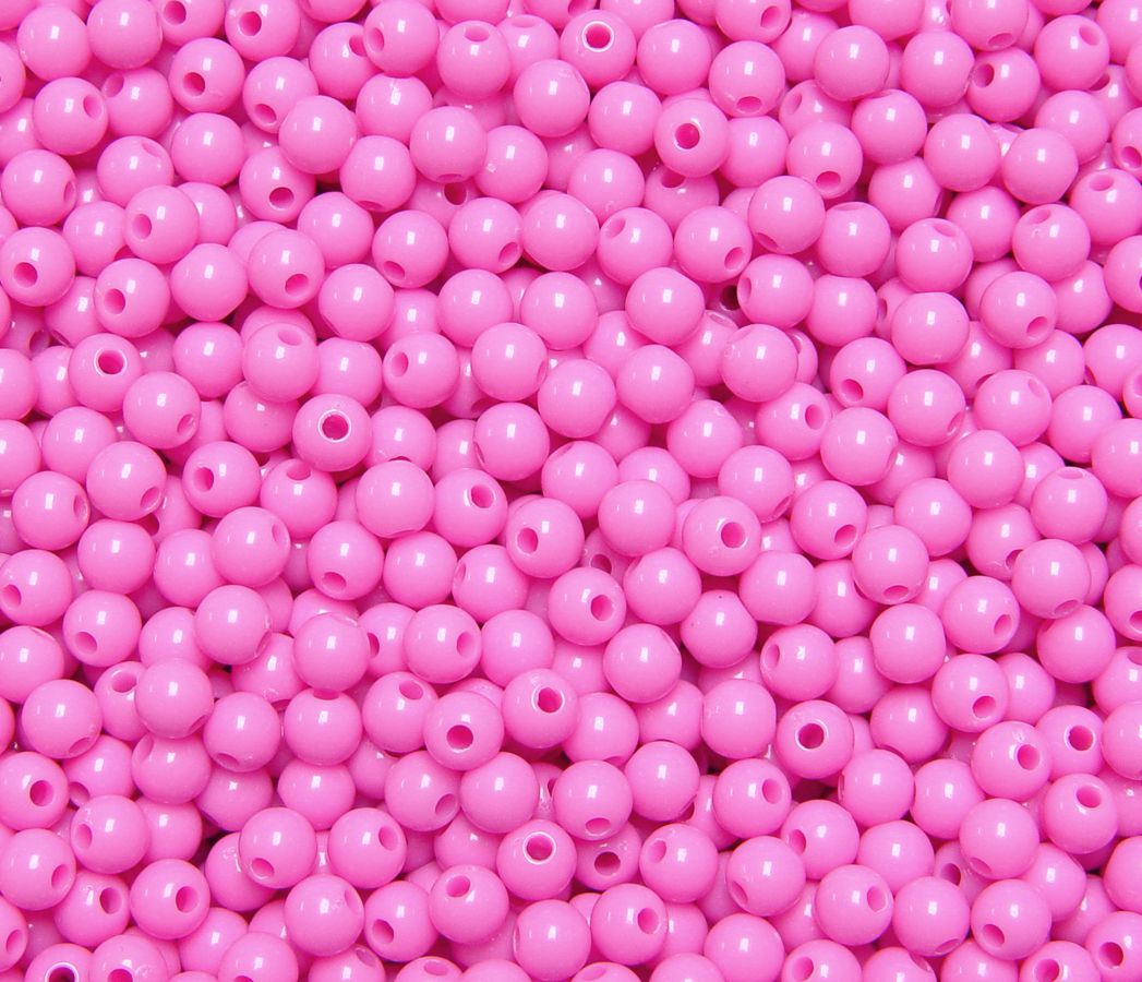 Hot Pink 6mm Round Plastic Beads #BR630