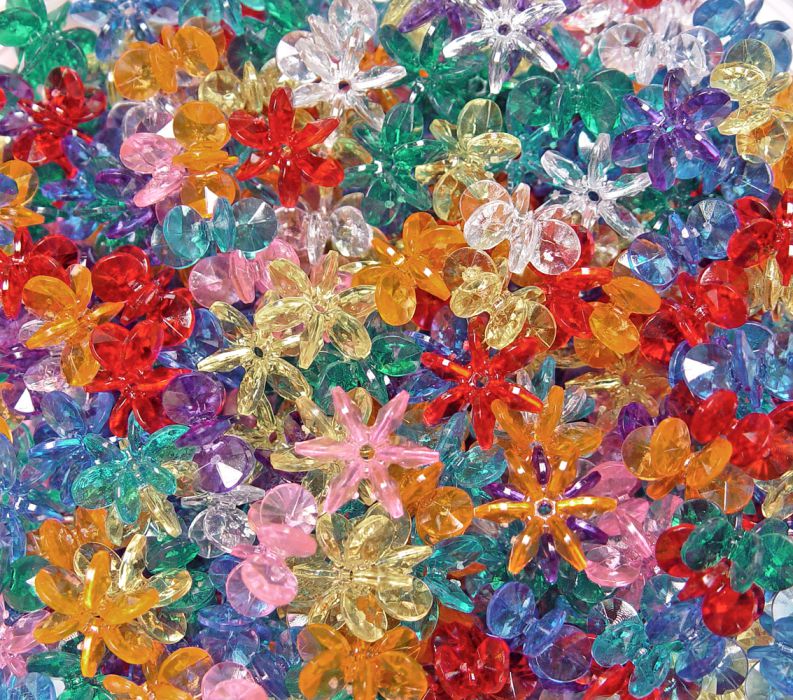 Multi Transparent Colors 18mm Starflake Sunburst Craft Beads 135pc