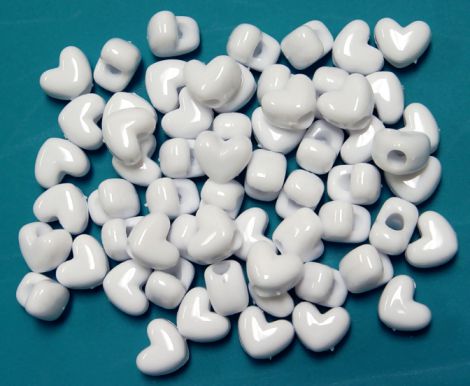 BeadTin Bright White Opaque 12mm Heart (VH) Plastic Pony Beads (250pcs)
