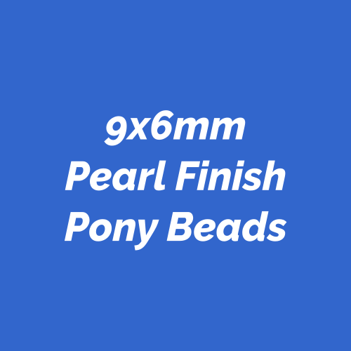 9x6mm Pearl finish Pony Beads made in America. Plastic novelty beads.