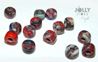 Red Marble Czech Glass 9mm Pony Beads 100pc
