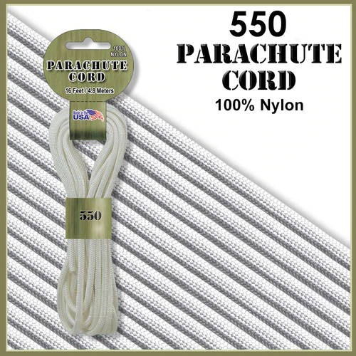 White 550 Parachute Cord. Made in America.