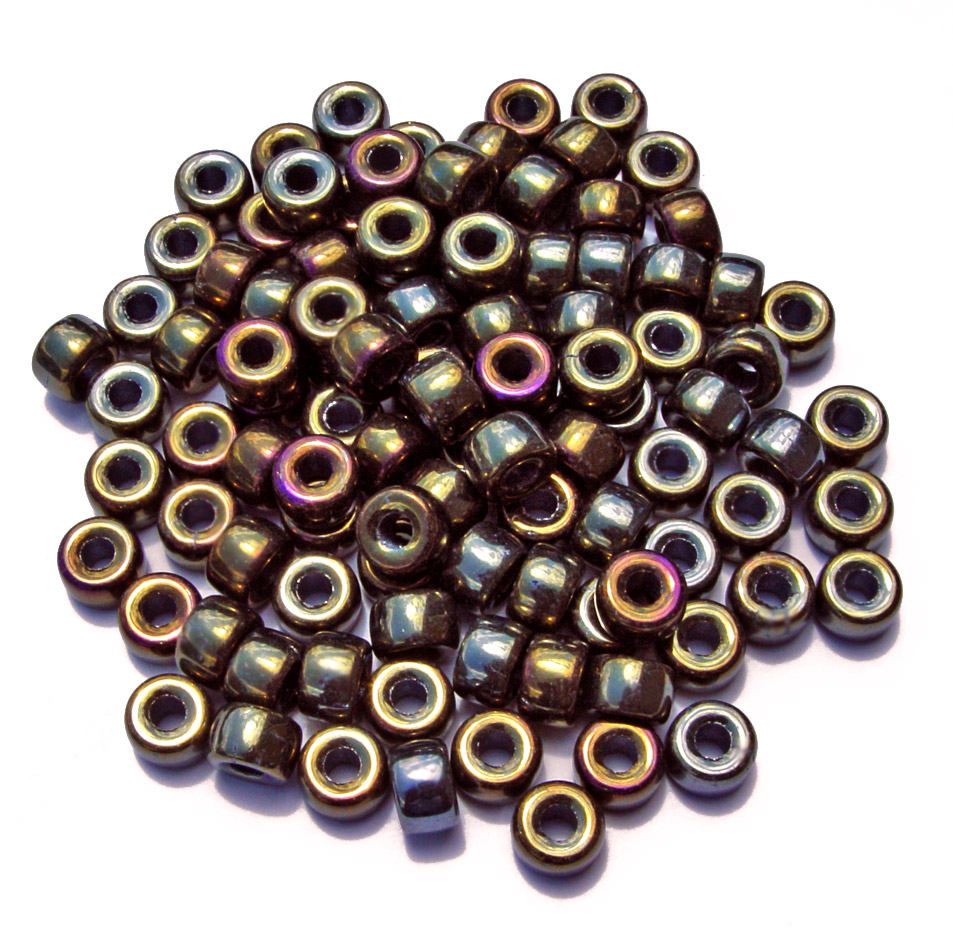 Pony Beads, Metallic, 100-pc, 9x6mm