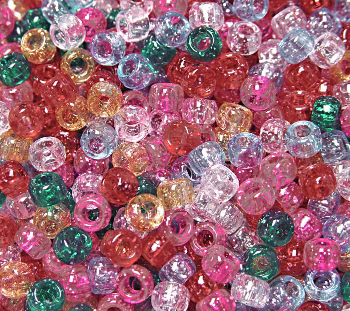 - 9x6mm Multi Sparkle Pony Beads 500pc #PB9SM