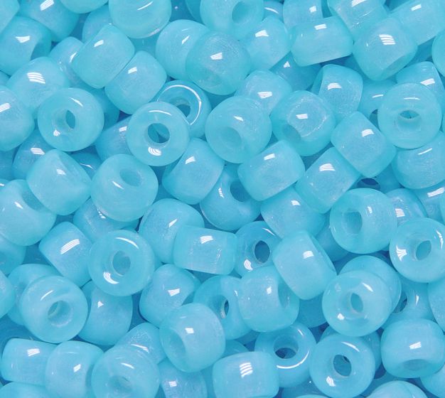 - Aqua Blue Opal Czech Glass 9mm Pony Beads 100pc #7150-OA