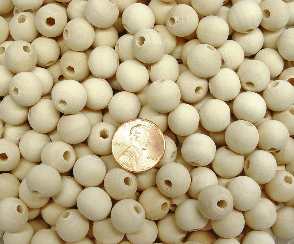 12mm Round Unfinished Wood Craft Beads 100pc