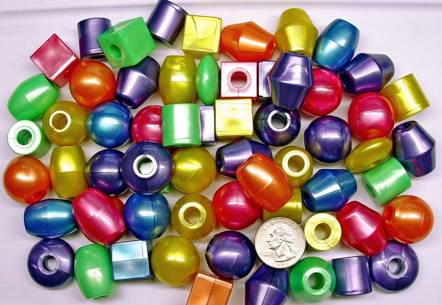 Jumbo 25mm Assorted Shapes Pearl Colors