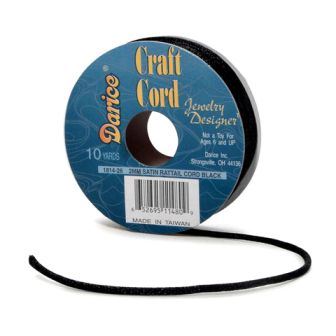 Black Satin Rattail 2mm x 10yds