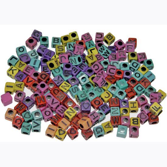 6mm Alphabet Cube Beads Assorted Colors 160pc