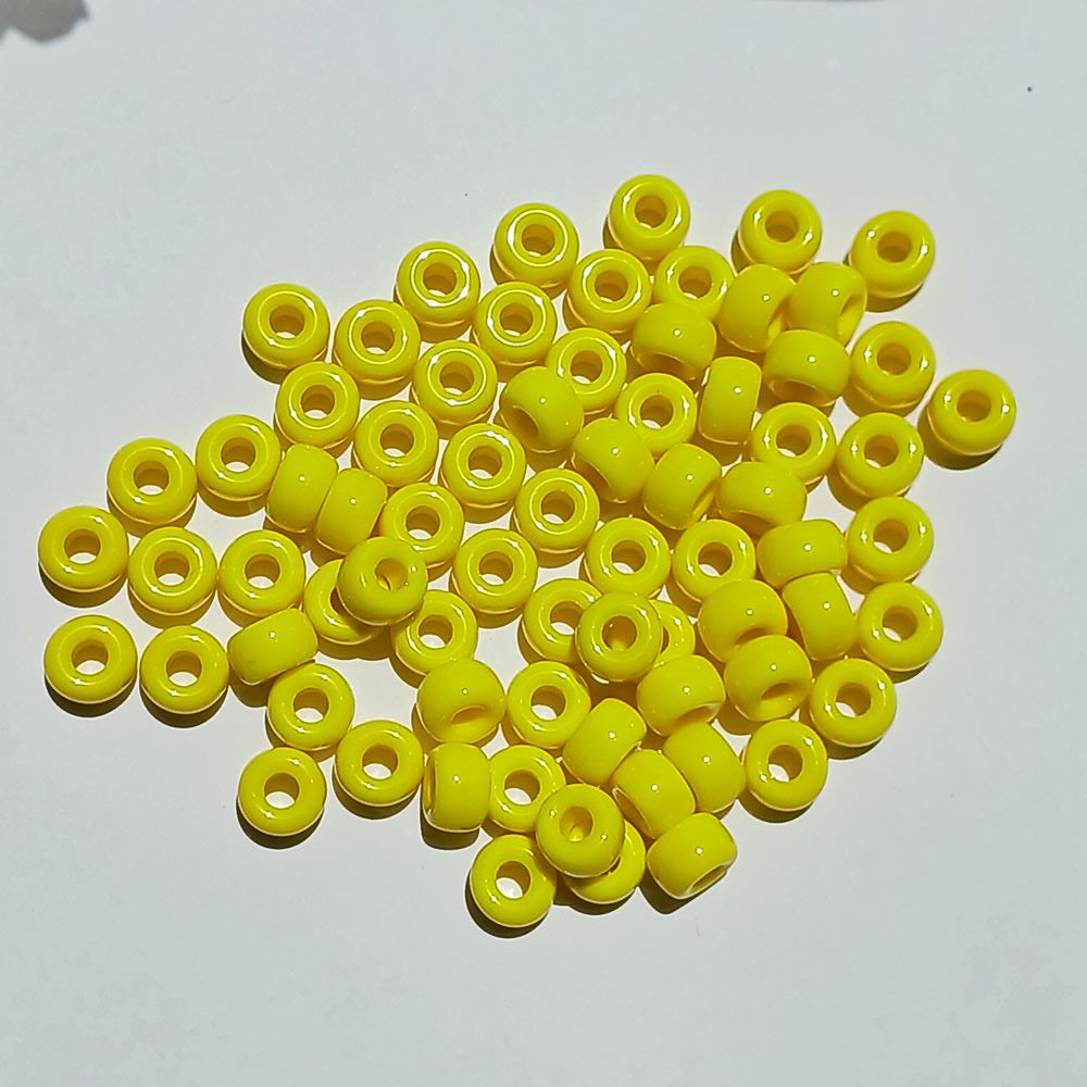 Opaque Yellow Czech Glass 9mm Pony Beads 100pc