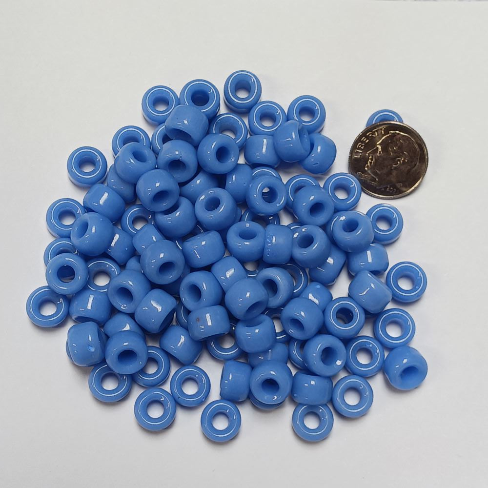 Light Blue Czech Glass 9mm Pony Beads 100pc