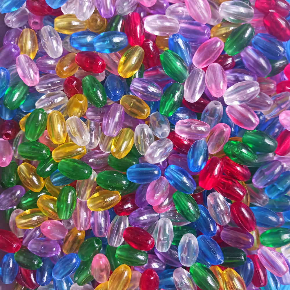 9x6mm Transparent Multi Color Oval Rice Craft Beads. DIY Rosary