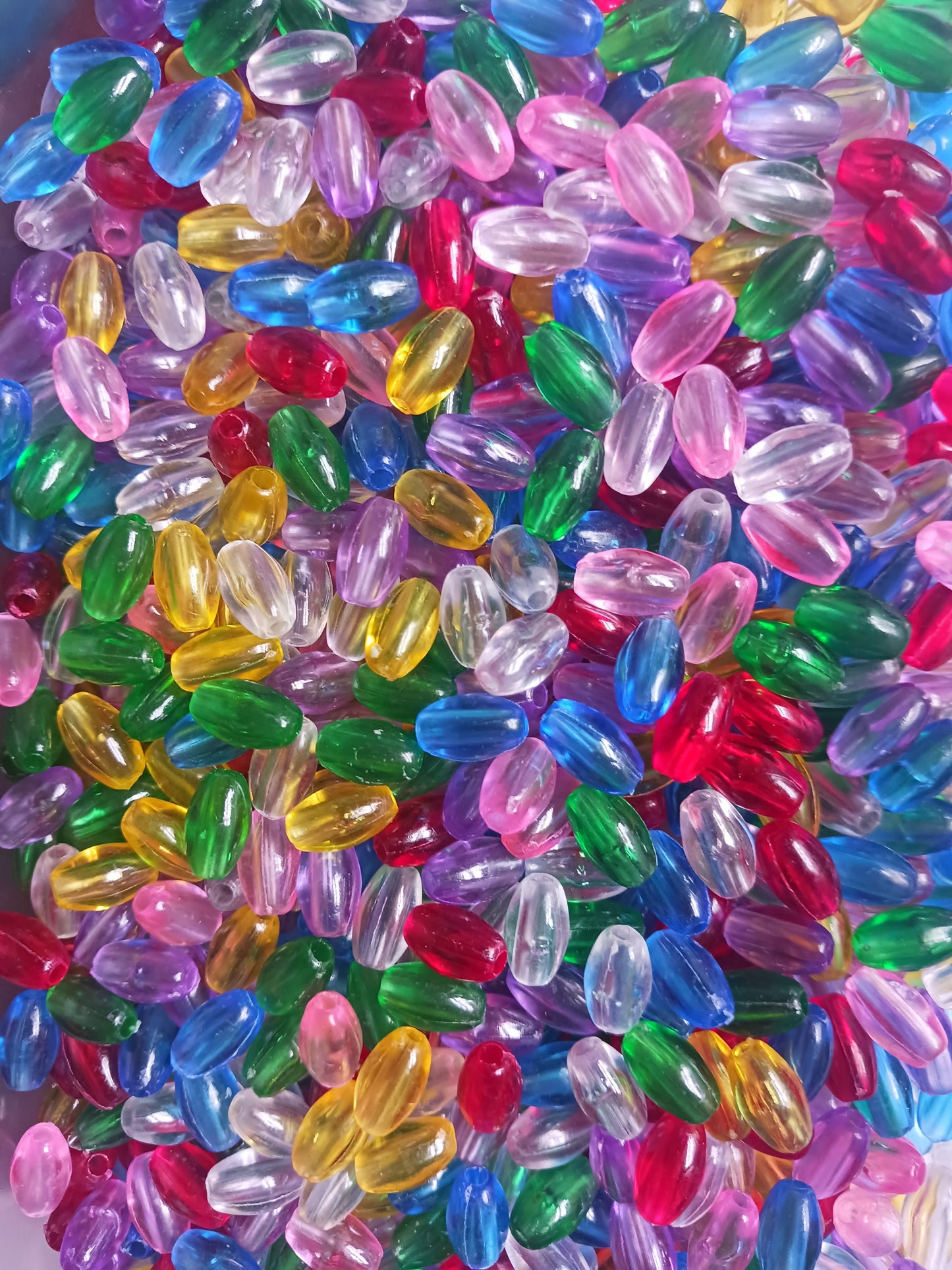 9x6mm Transparent Multi Color Oval Rice Craft Beads. DIY Rosary