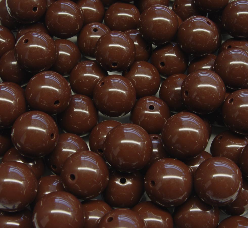 Brown 19mm Round Acrylic Beads 20pc