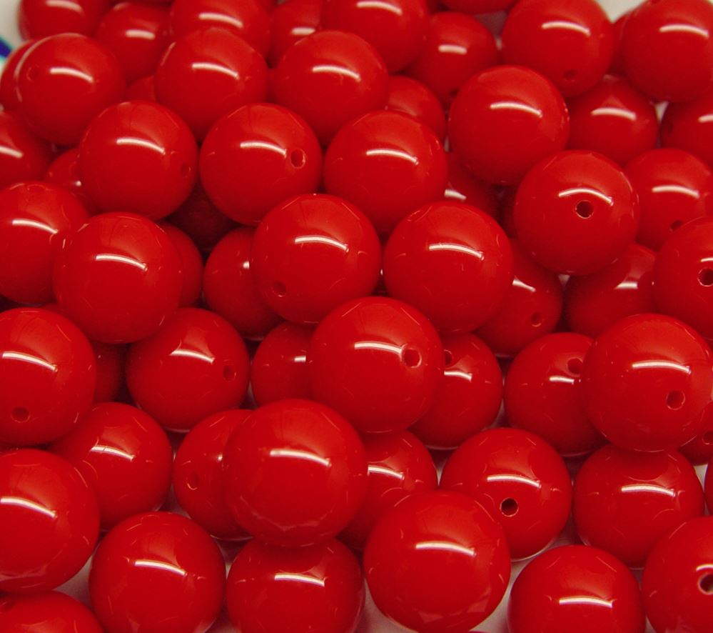 Red 19mm Round Acrylic Beads 20pc