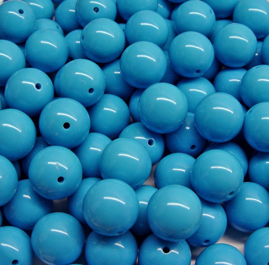 Sky Blue 19mm Round Acrylic Beads 20pc