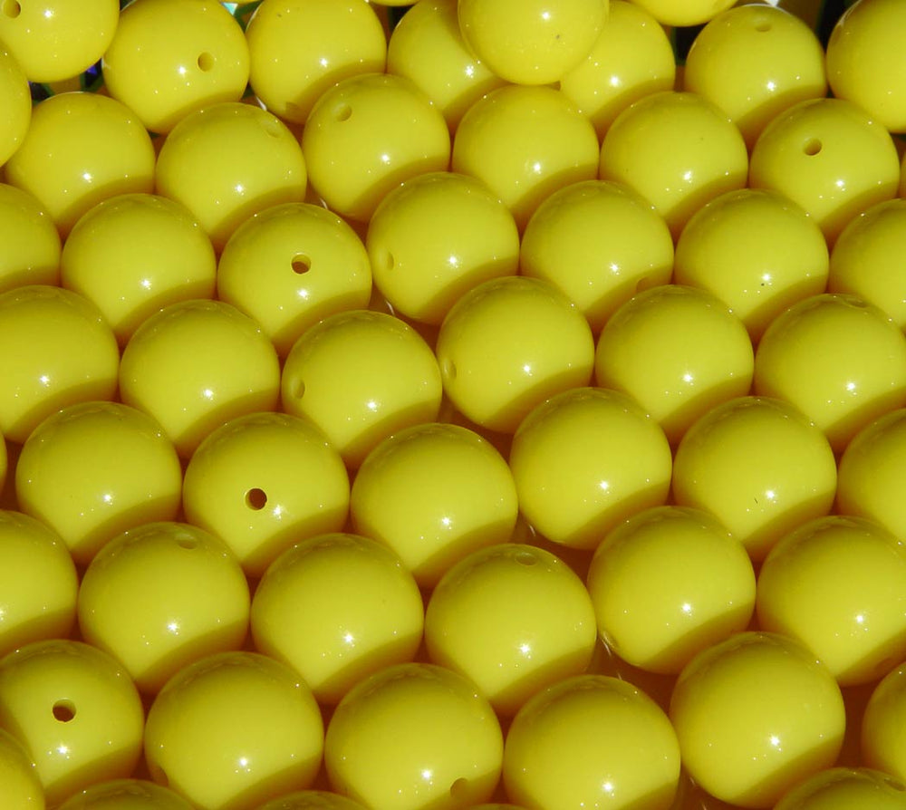 Yellow 19mm Round Acrylic Beads 20pc