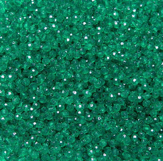 Transparent Emerald 4mm Faceted Round Beads