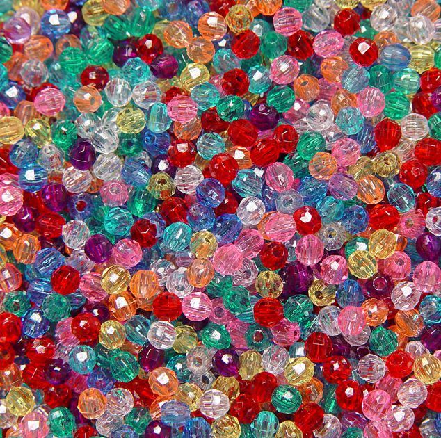 Transparent Multi Colors 4mm Faceted Round Beads