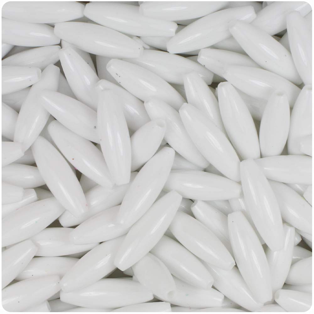 White Spaghetti Craft Beads 200pc