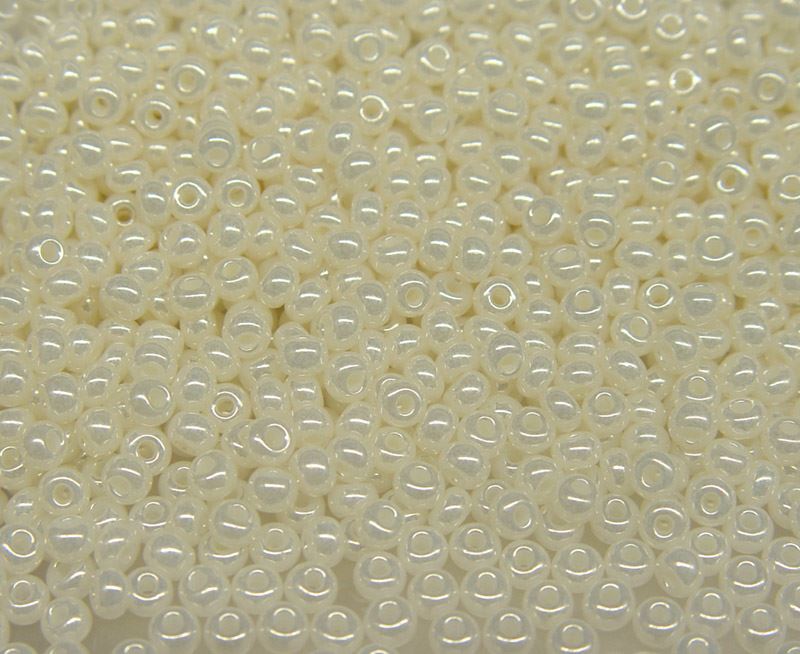 6/0 Ceylon White Czech Glass Seed Beads