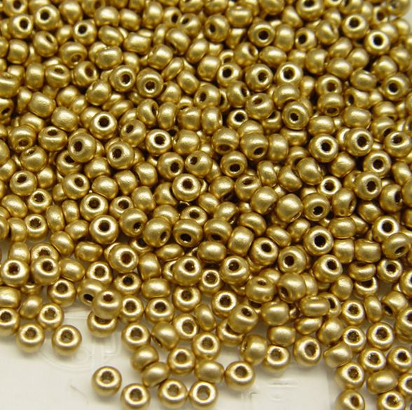 6/0 Matte Gold Czech Glass Seed Beads