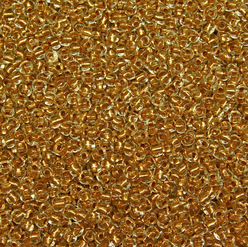 6/0 Gold Lined Crystal Czech Glass Seed Beads