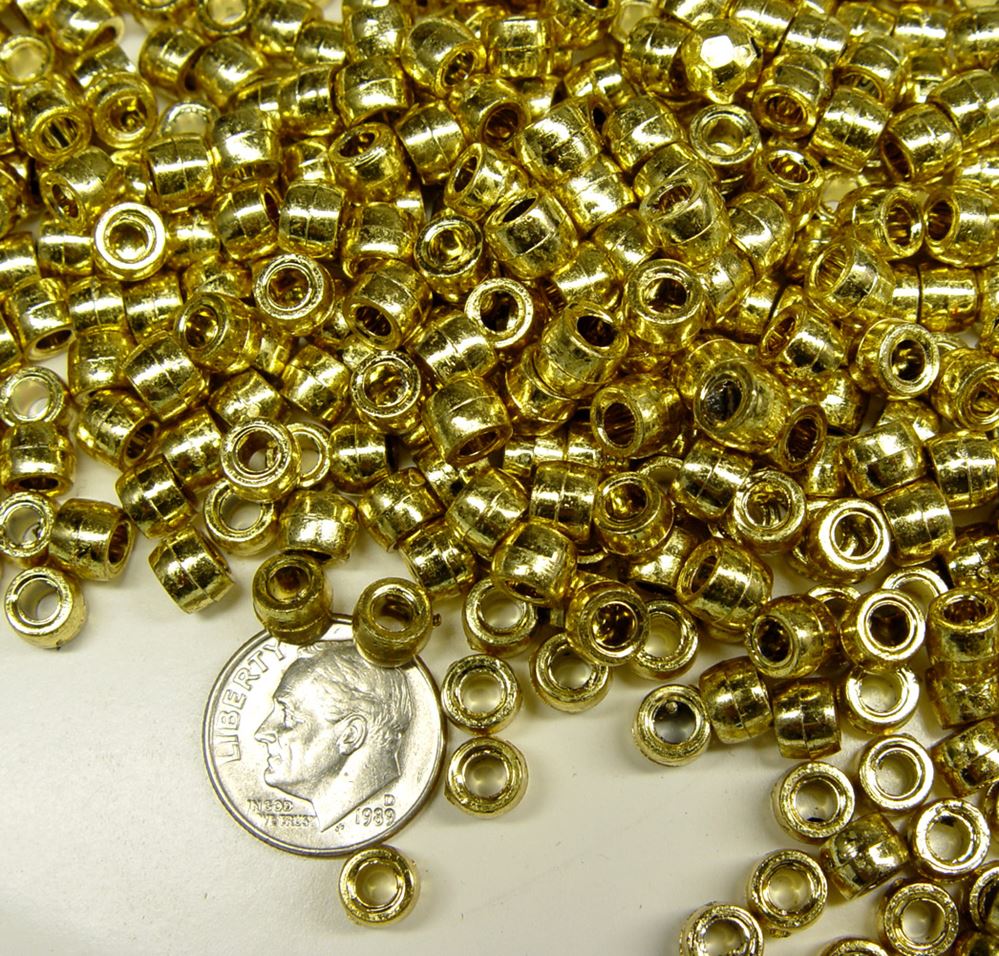 6x4mm Gold Metallic Plated Mini Pony Beads 500pc