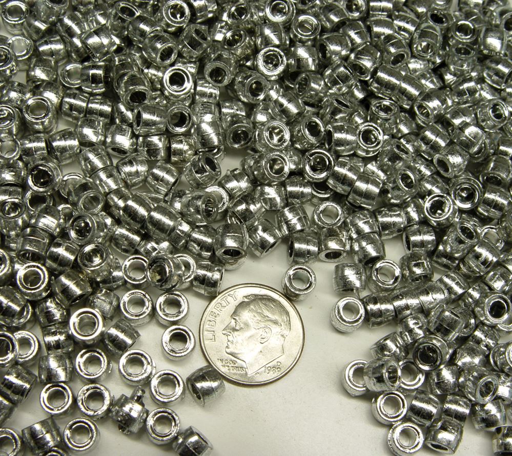 6x4mm Silver Metallic Plated Mini Pony Beads 500pc