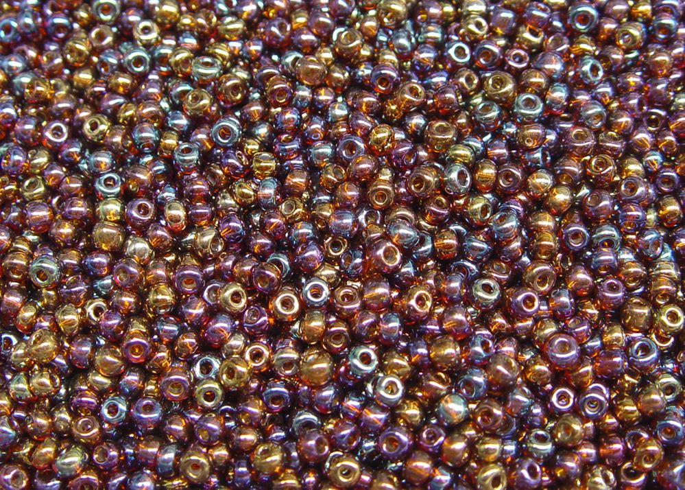 6/0 Smoke Topaz AB Czech Glass Seed Beads