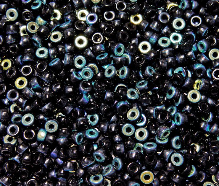 Black Jet AB Czech Glass 6mm Mini Pony Beads 100pc