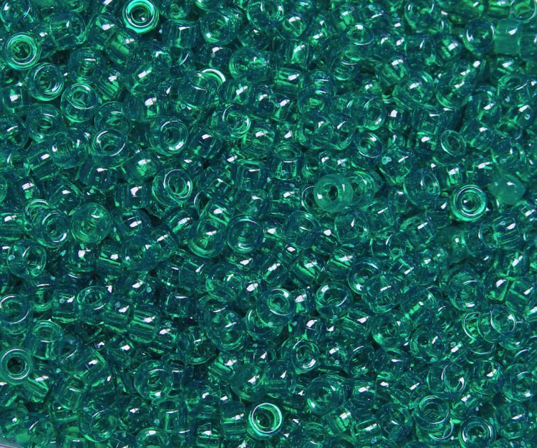 6.5x4mm Transparent Emerald Mini Pony Beads