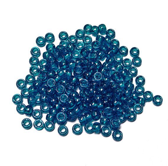 6.5x4mm Teal Sparkle Mini Pony Beads