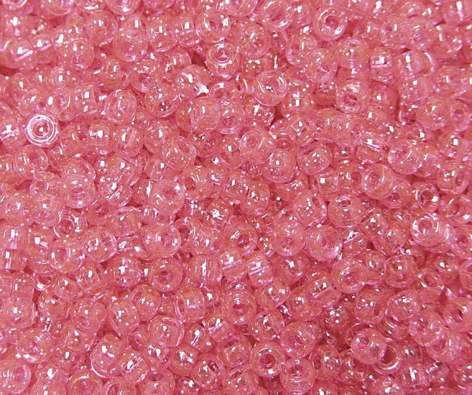 6.5x4mm Bright Pink Sparkle Mini Pony Beads