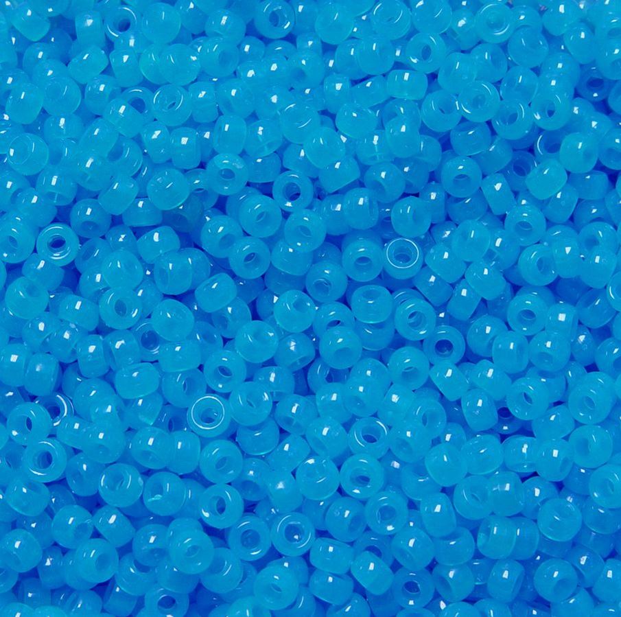 6.5x4mm Blue Glow Mini Pony Beads