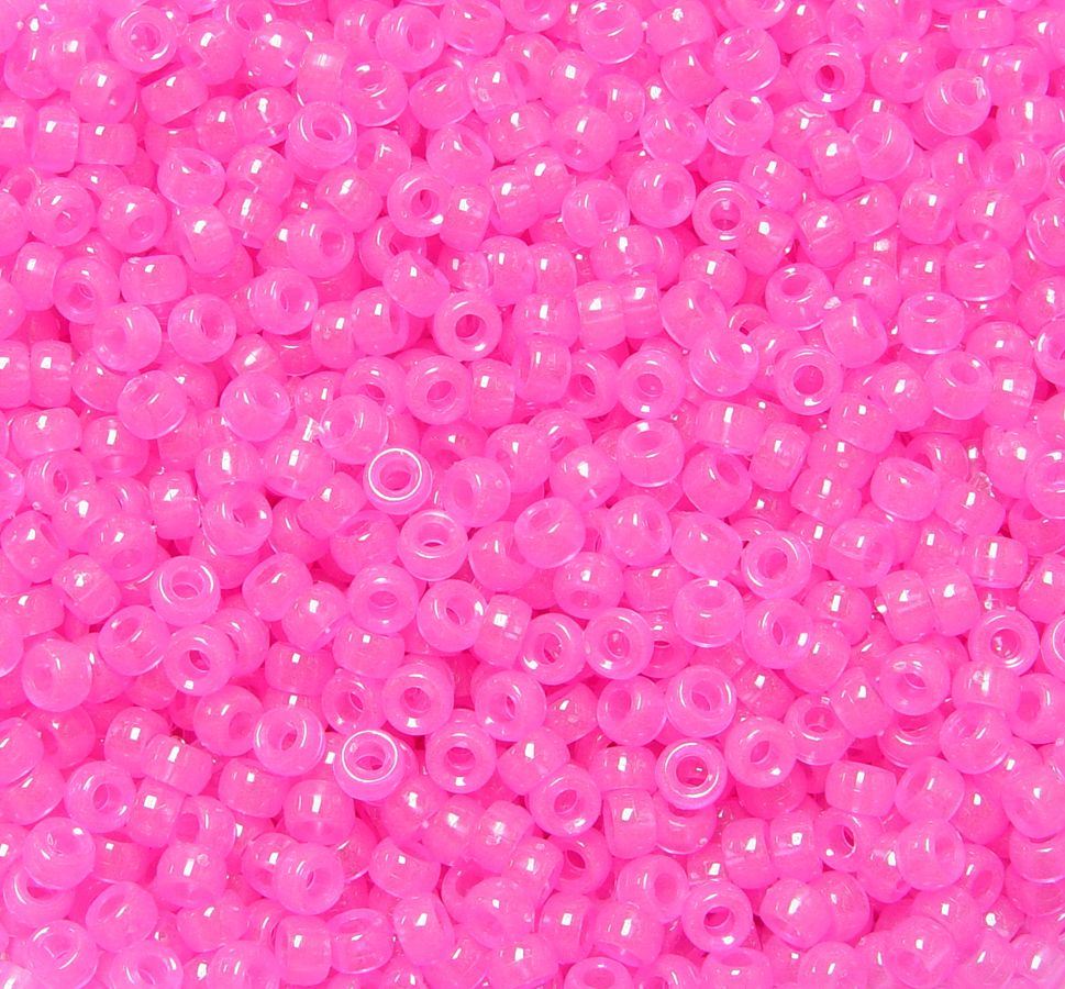 6.5x4mm Pink Glow Mini Pony Beads