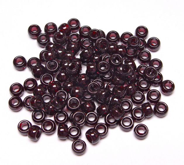 6.5x4mm Transparent Maroon Mini Pony Beads