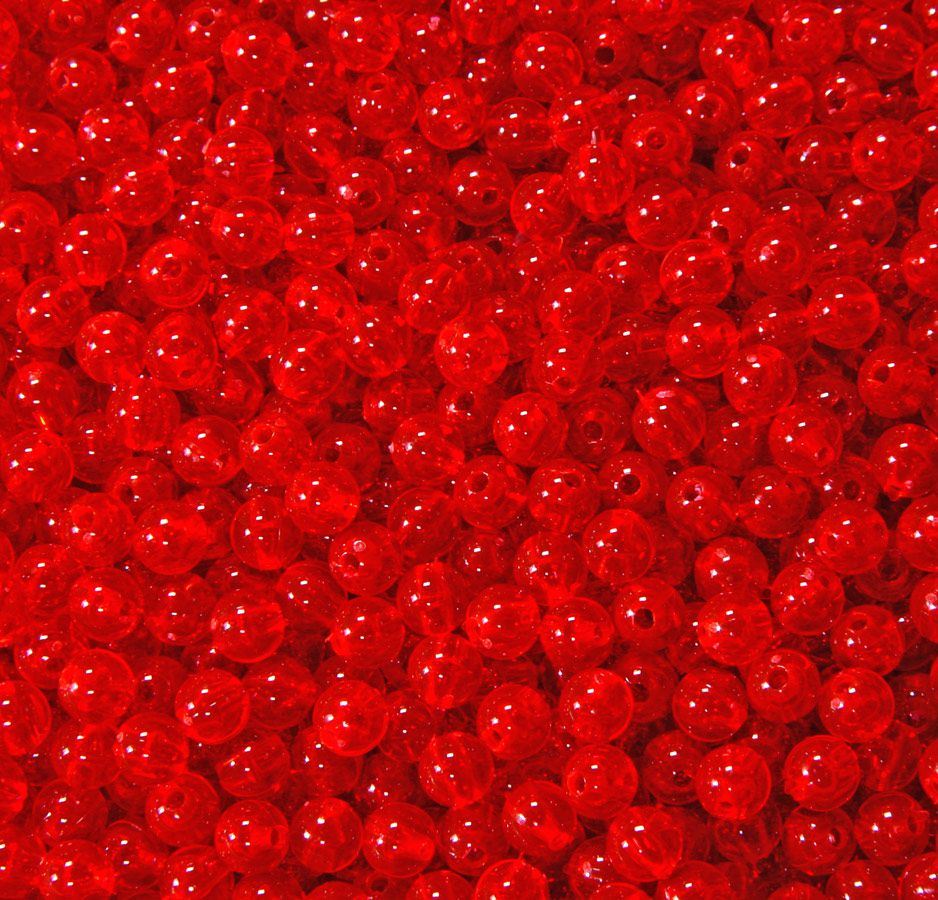 Fire Red 6mm Round Plastic Beads USA