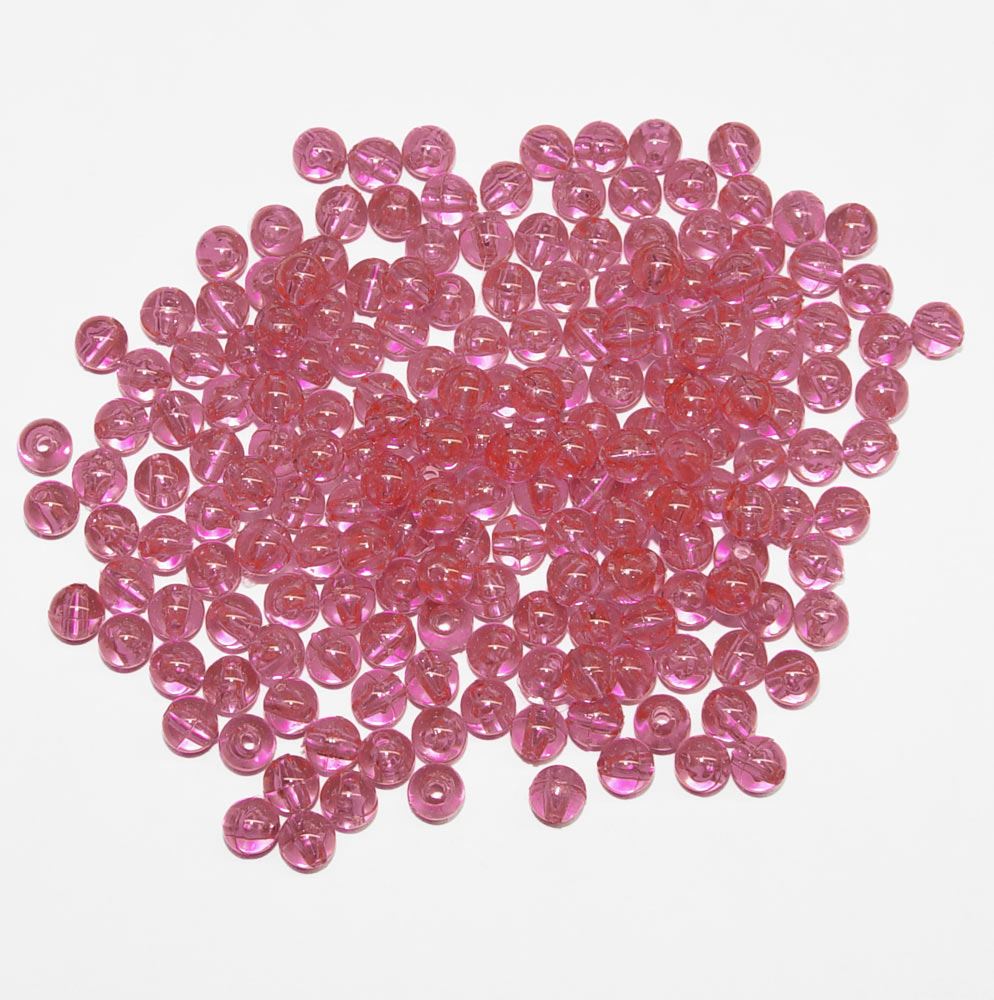 Transparent Hot Pink 6mm Round Plastic Beads USA