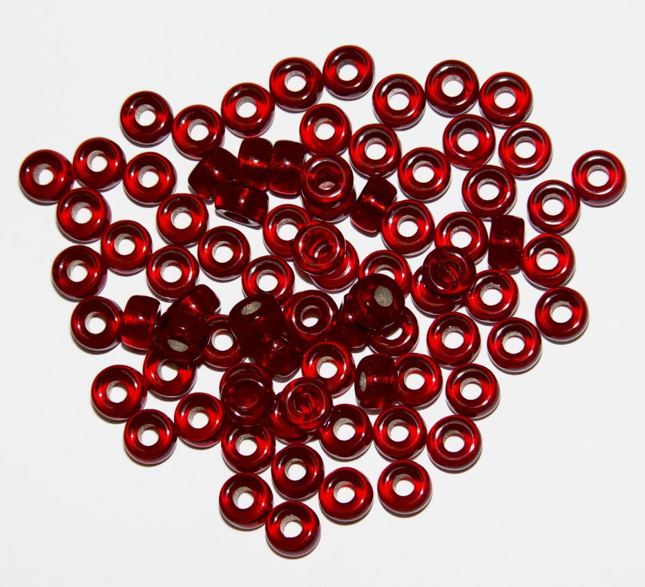 Siam Ruby Silver Foil Lined Czech Glass 6mm Mini Pony Beads 100pc